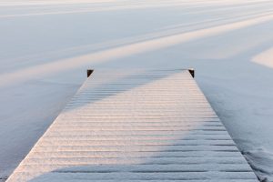 Snow on walled lake